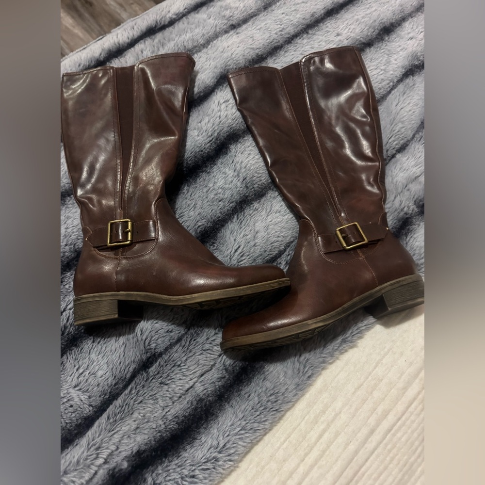 Brown Leather Knee-High Boots